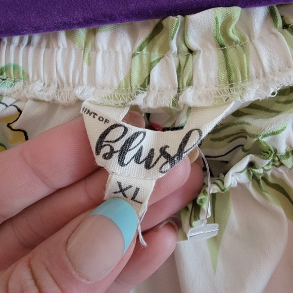 Floral Off-Shoulder Blouse - White with Pink and Green Accents - Picture 3 of 4